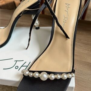 Betsey Johnson Black Heels with Pearl Accents